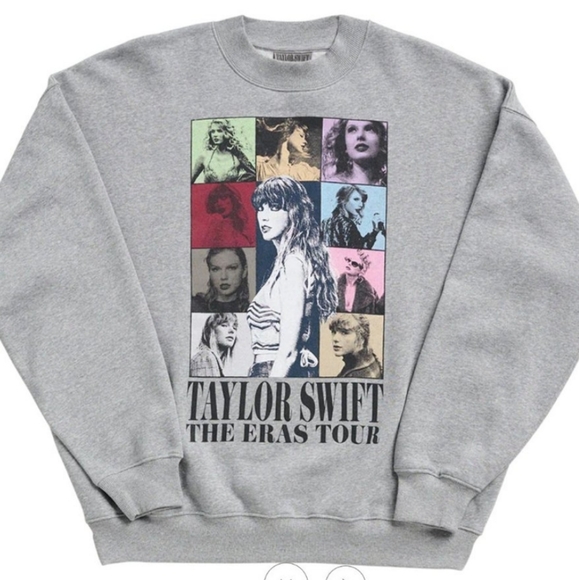 Taylor Swift Tops - Taylor Swift Eras Tour Grey Oversized Crewneck Sweatshirt Size Large